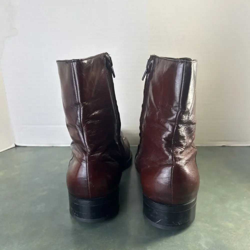 Florsheim Essex Black Cherry Leather Side Zip Beatle Boots Men’s 9 EEE 3E Read